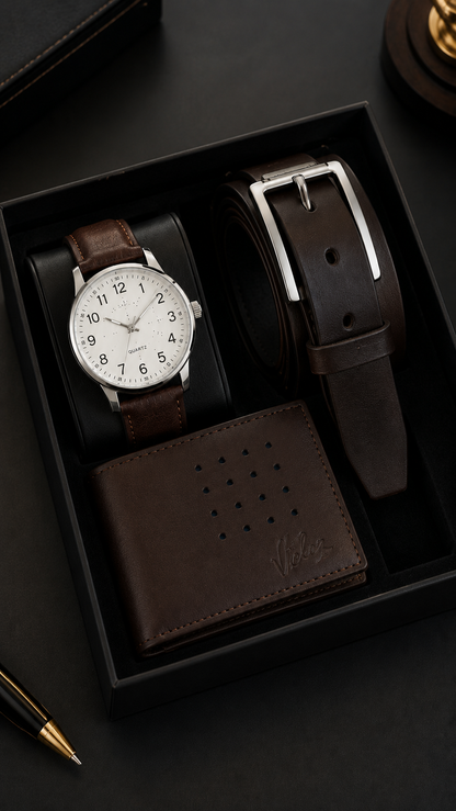 COMBO CUERO VELEZ -  RELOJ + BILLETERA + CORREA