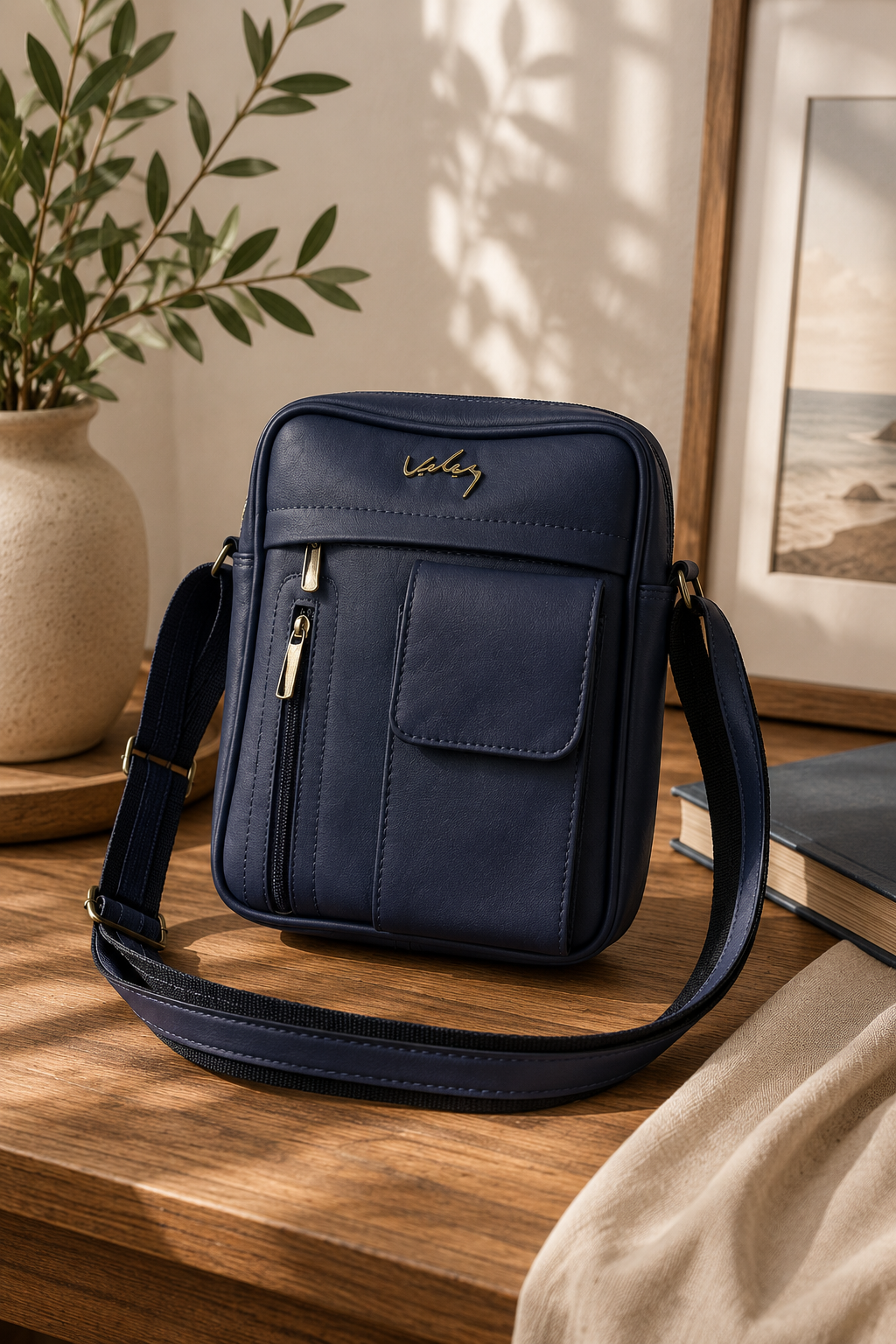 BOLSO CUERO PREMIUM VÉLEZ - CON PORTA CELULAR