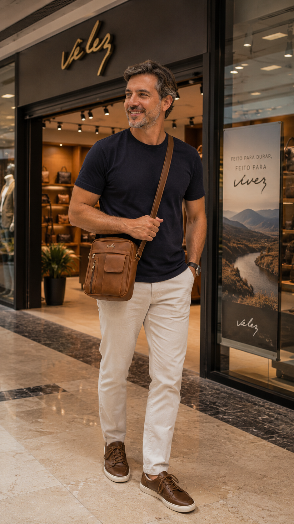BOLSO CUERO PREMIUM VÉLEZ - CON PORTA CELULAR