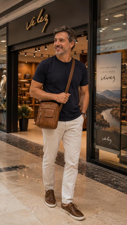 BOLSO CUERO PREMIUM VÉLEZ - CON PORTA CELULAR
