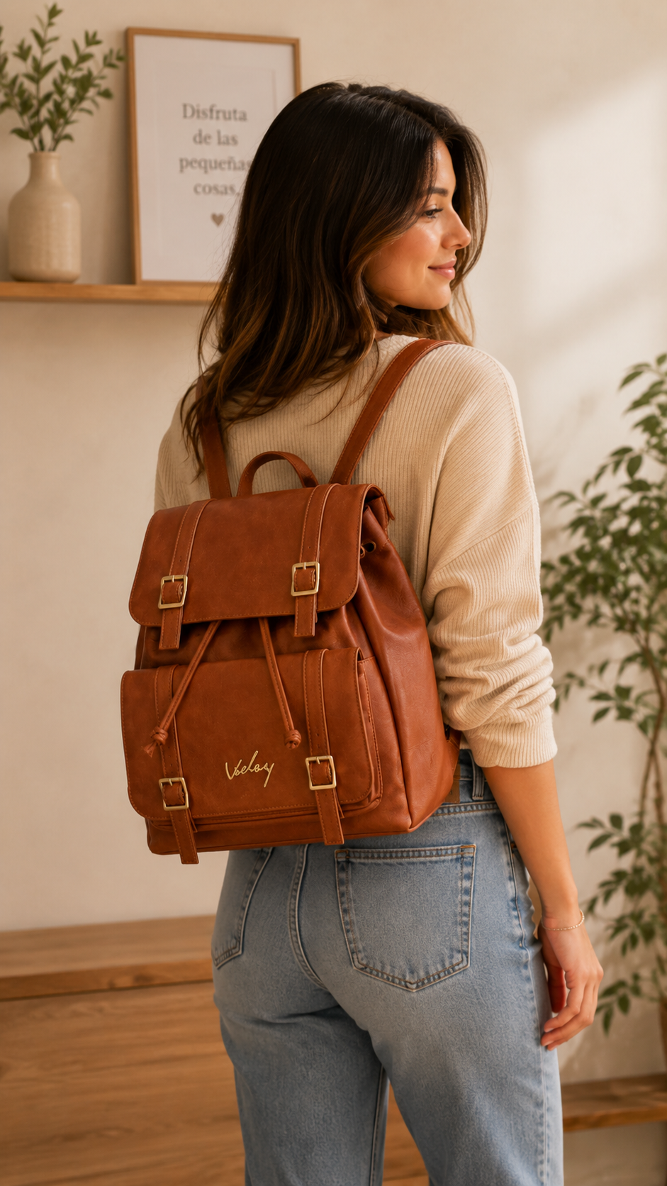 BOLSO CUERO PREMIUM VÉLEZ + Regalo COSMETIQUERA