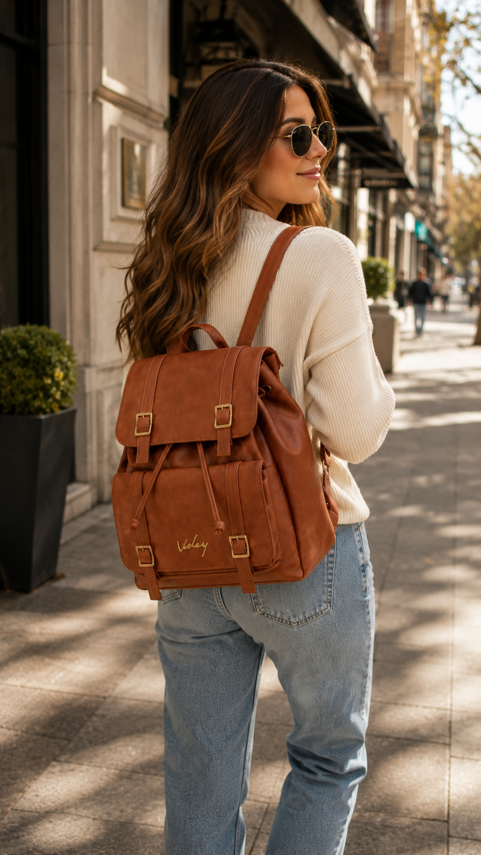 BOLSO CUERO PREMIUM VÉLEZ + Regalo COSMETIQUERA